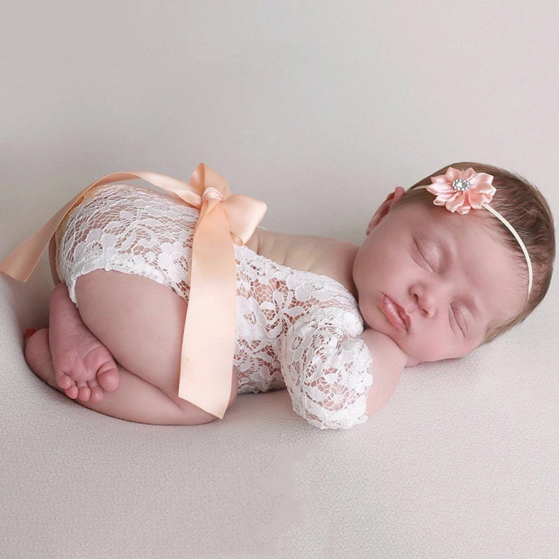 

3Colors Lace Baby Rompers Newborn Infant Photography Props Clothes With Bebe Girls Photo Clothing Jumpsuit Costumes Accessories