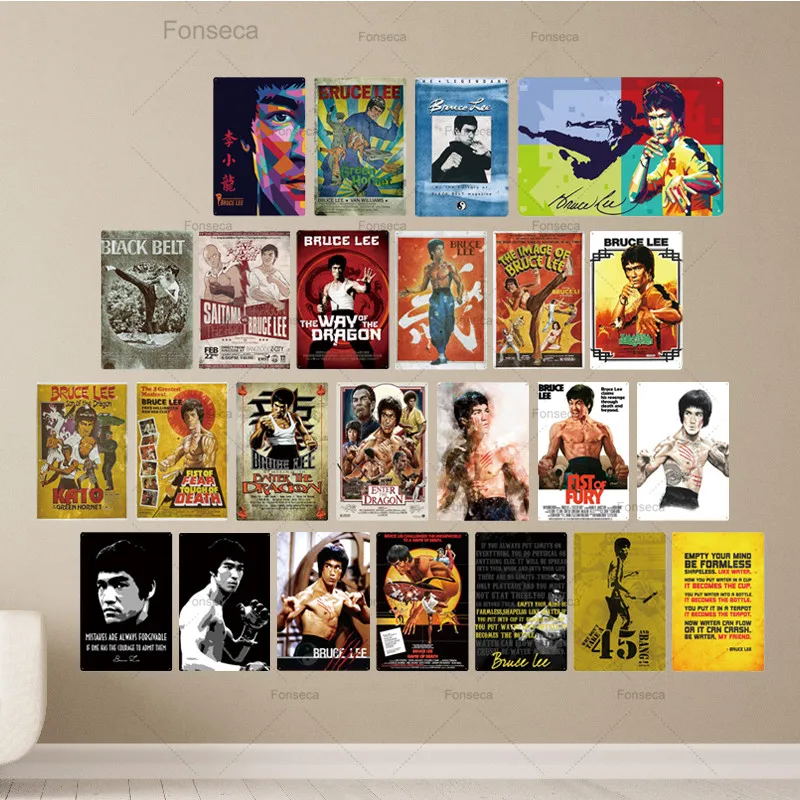 Винтажный металлический плакат Брюса Ли для мужчин бар паб клуб|Таблички и знаки|