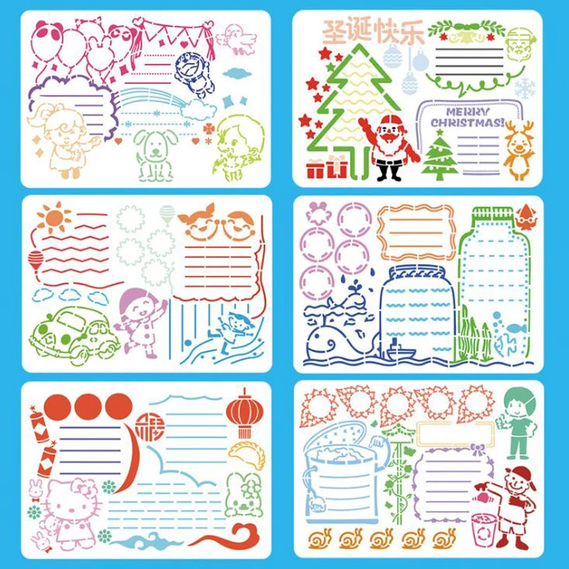 6 шт. трафарет для раскрашивания тиснение Рождественская тематика шаблон