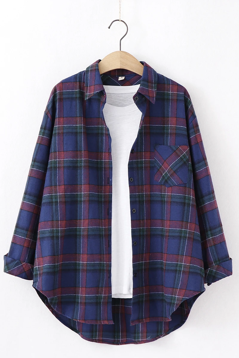 Свободная Повседневная стильная женская рубашка в желтую и красную клетку