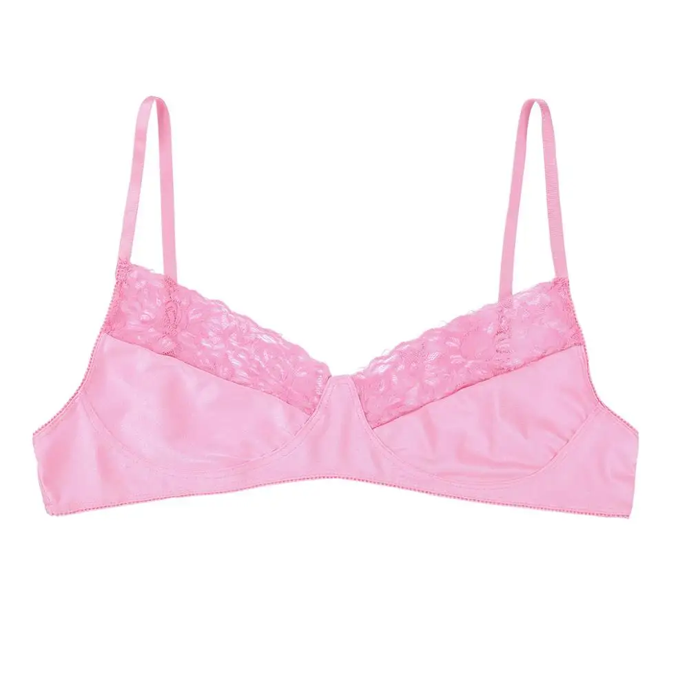Мужской бюстгальтер бикини топ нижнее белье Sissy Bralette Гладкий Цветочный кружевной