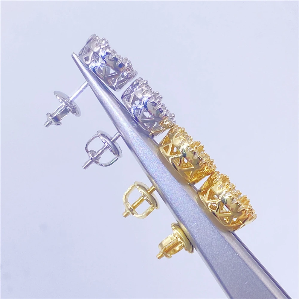 MM Moissanite Earrings Classic Round S925 Silver Real Diamond Iced Out Ear Studs For Women Men High-End Jewelry Pass Tester