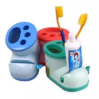 cute boots shape toothbrush holder storage box with toothpaste squeezer bathroom organizer