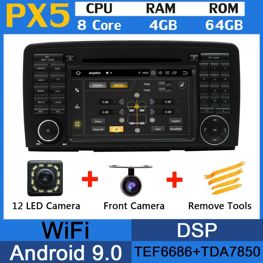 5 USB порт Восьмиядерный Android 9,0 4GB ram автомобильный dvd-плеер для Mercedes Benz R Class W251 R280 R300 R320 R350 R500 gps Радио DSP - Цвет: PX5