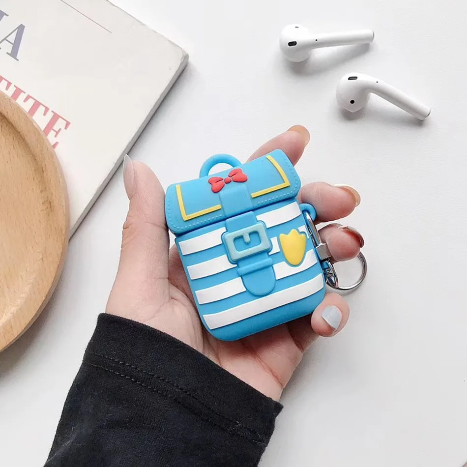 1053G Милый 3D чехол для наушников для Airpods 2, чехол с изображением аниме, Детские Силиконовые Наушники с изображением утки, Защитная крышка для Apple Airpods 1, чехол для Earpods - Цвет: 1053G