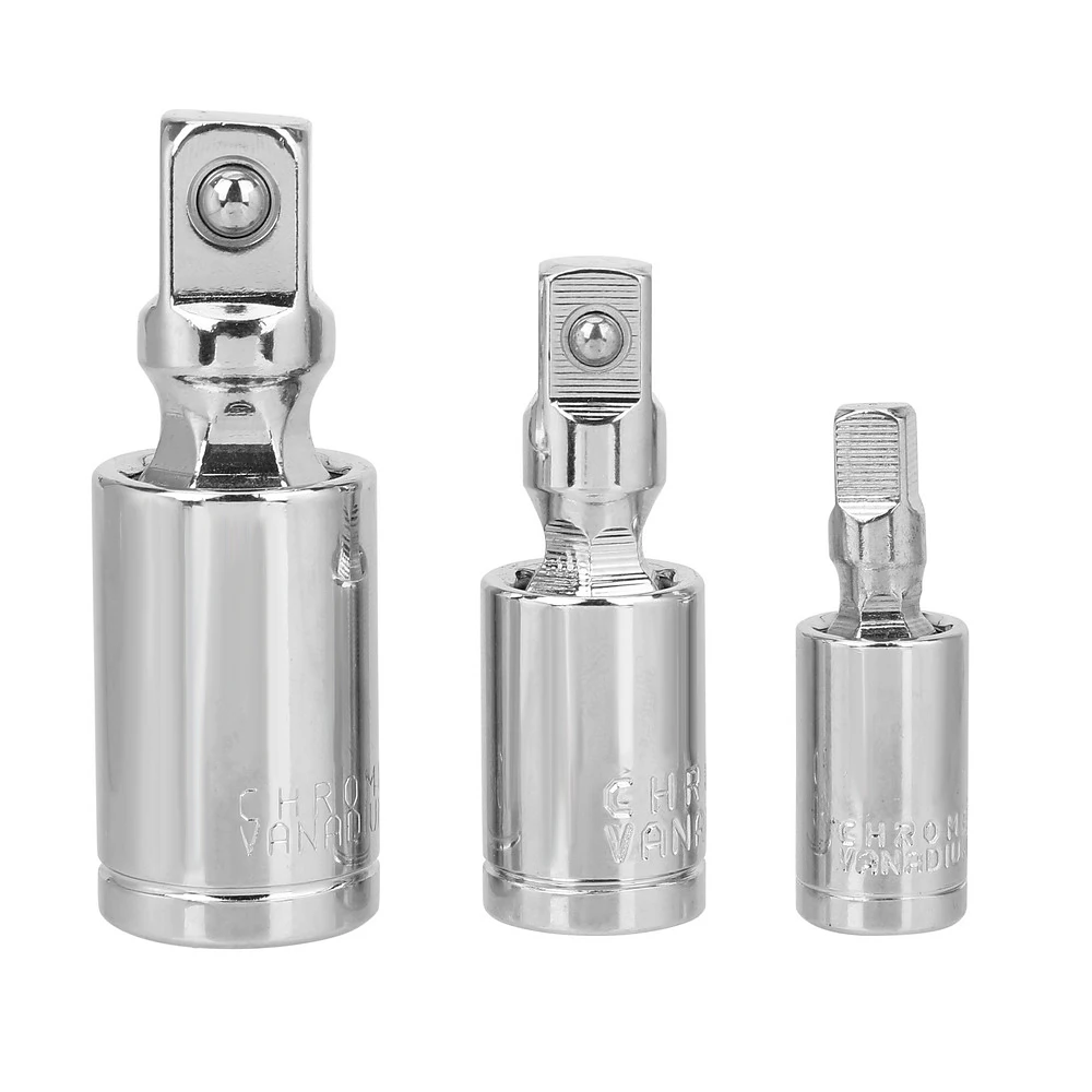 

1/4" 3/8" 1/2" Universal Joint Set 360 Degree Rotary Adapter Head Socket Extension Bar Durable Manual Bendable Socket Tools
