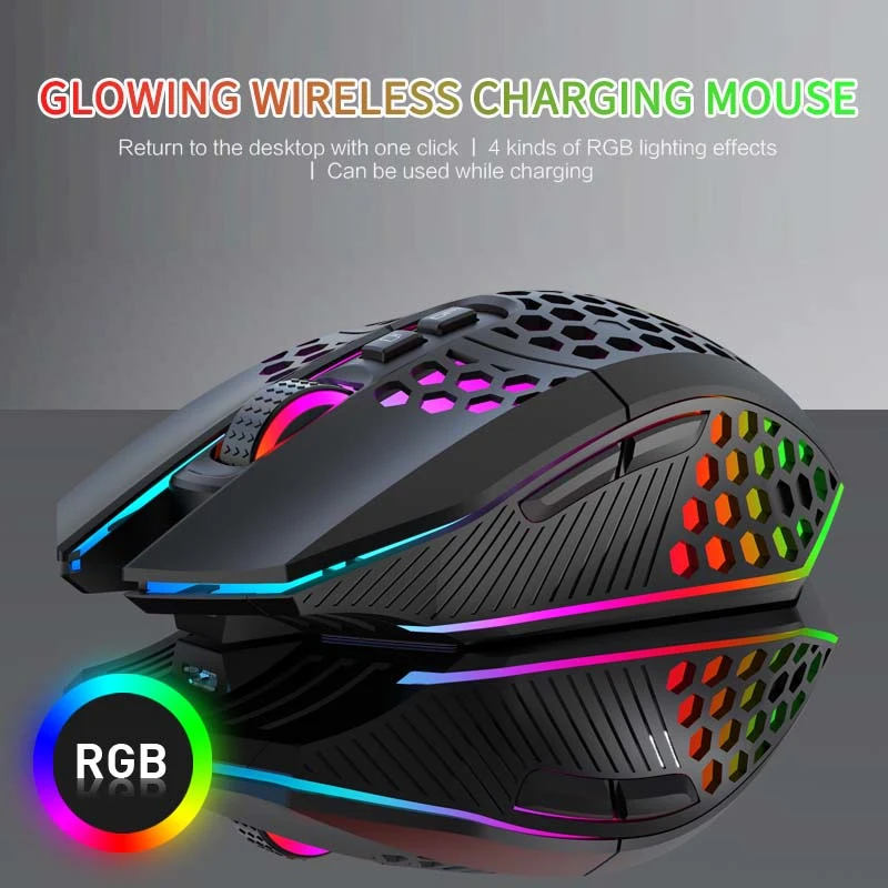 

X801 Wireless Gaming Mouse Honeycomb Hollow Ergonomically Designed USB 10m Wireless Transmission Professional RGB Mouse Gamer