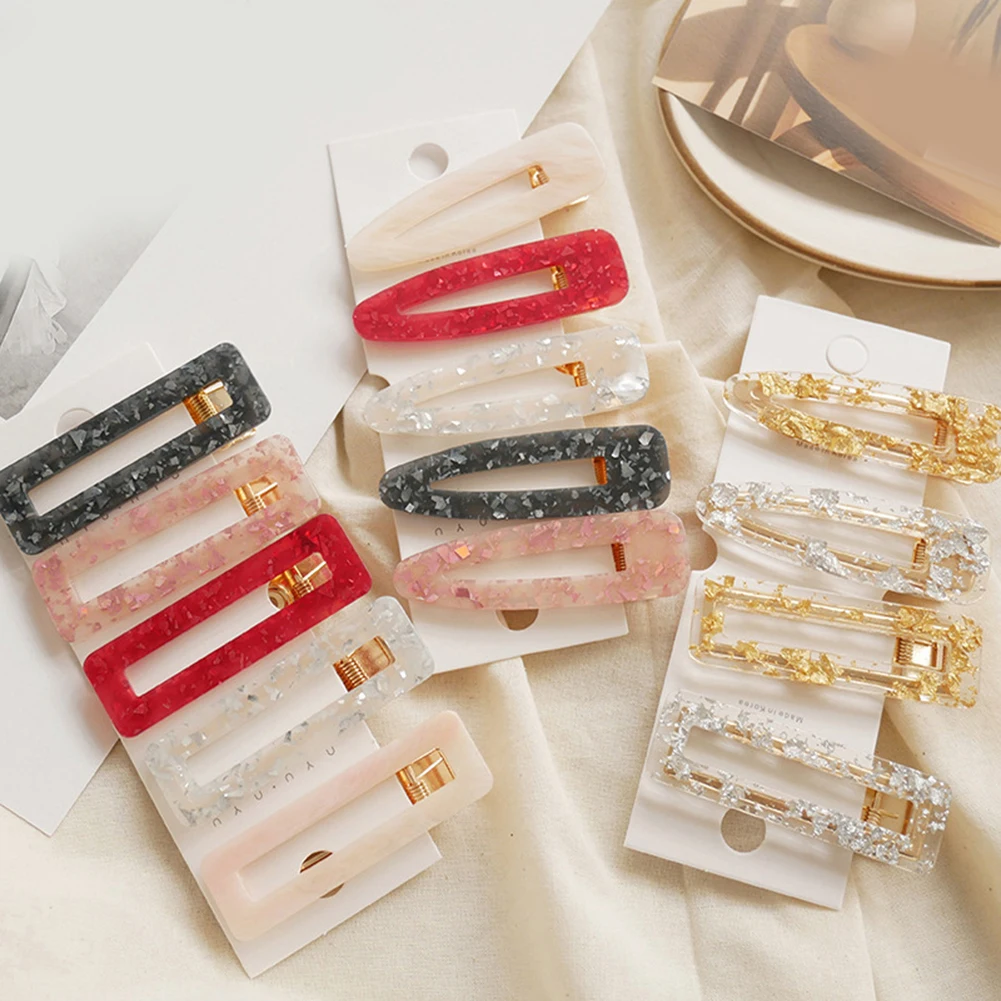 

Women Girls Hairpins Acrylic Hollow Waterdrop Rectangle Hair Clip Tin Foil Sequins Hairgrips Barrettes Headband Hair Accessories