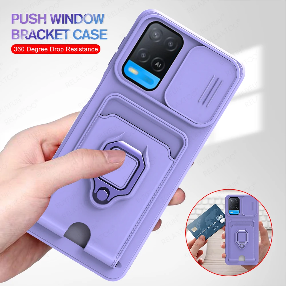 Многофункциональный защитный чехол из ТПУ для OPPO A54 4G OPO A 54 с кольцом карт