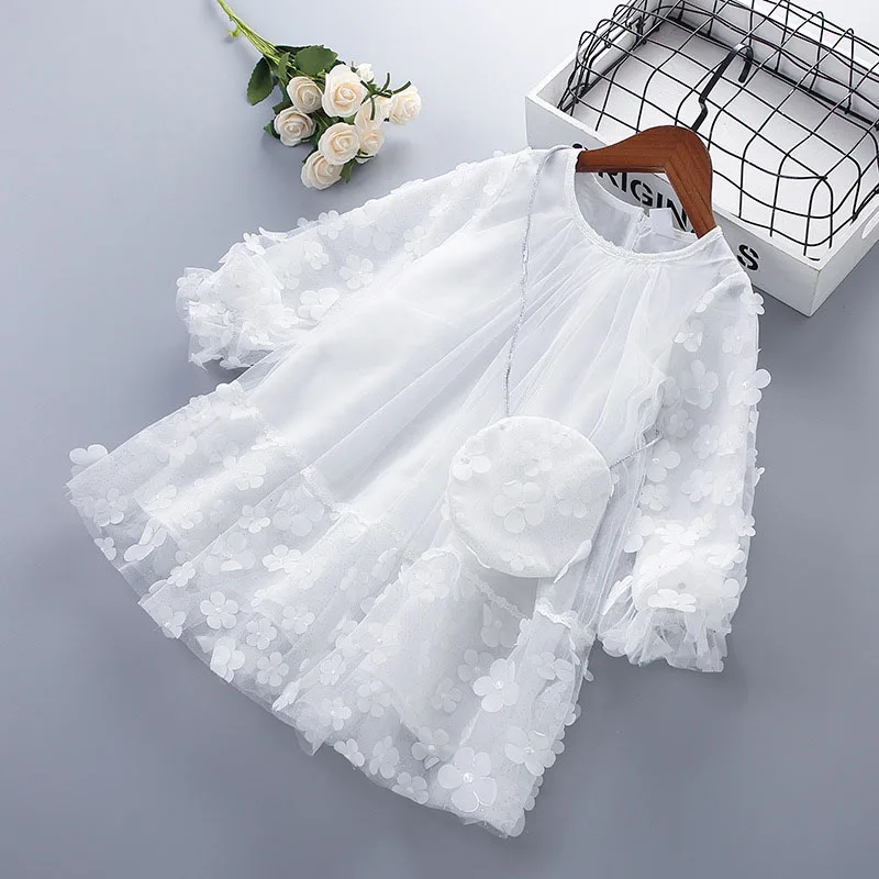 Bear Leader-Vestidos de princesa para ni&ntilde;as, trajes de primavera y oto&ntilde;o con apliques de flores, bonitos Vestidos de boda con bolsa-2