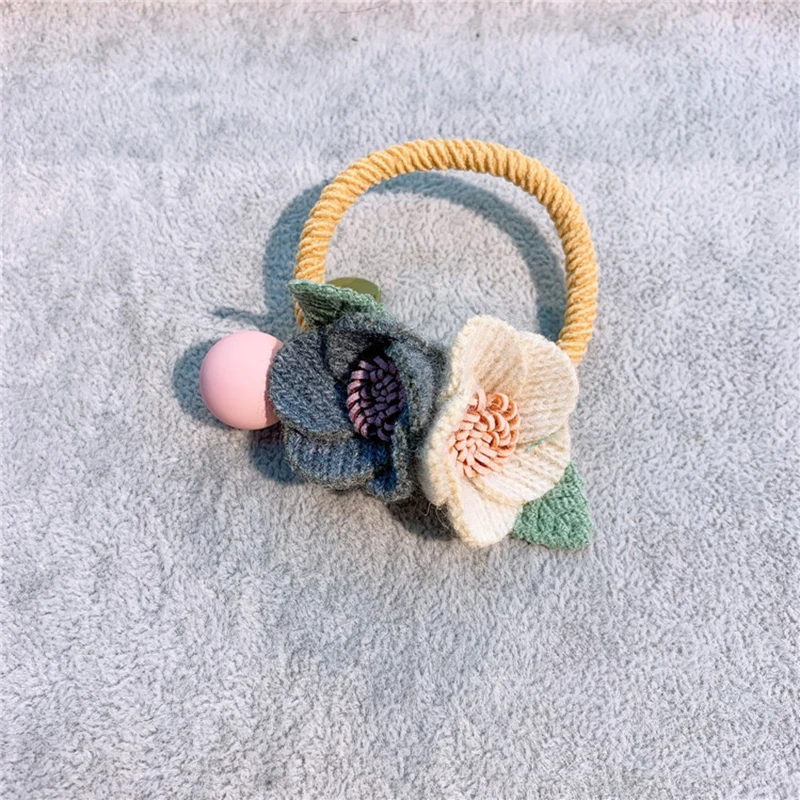 

1Pc Girls Cute Cartoon Flower Elastic Hair Bands Ponytail Holder Scrunchies Kid Hair Accessories Children's Sweet Hair Rope