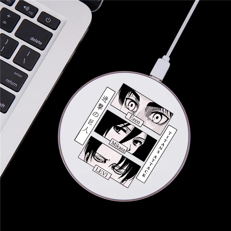 

New Japan Anime Attack On Titan Wireless Charger Pad for Iphone/Aispods Wireless Charging Charger FOR Samsung Huawei XIAOMI10