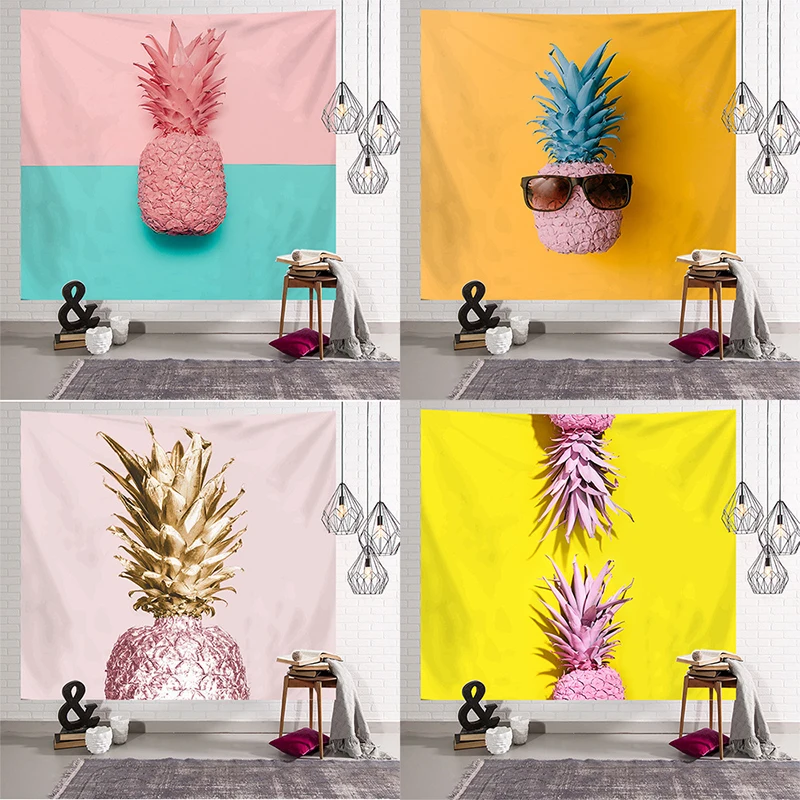 Гобелен с ананасами настенный подвесной потолочный чехол для мебели рисунком