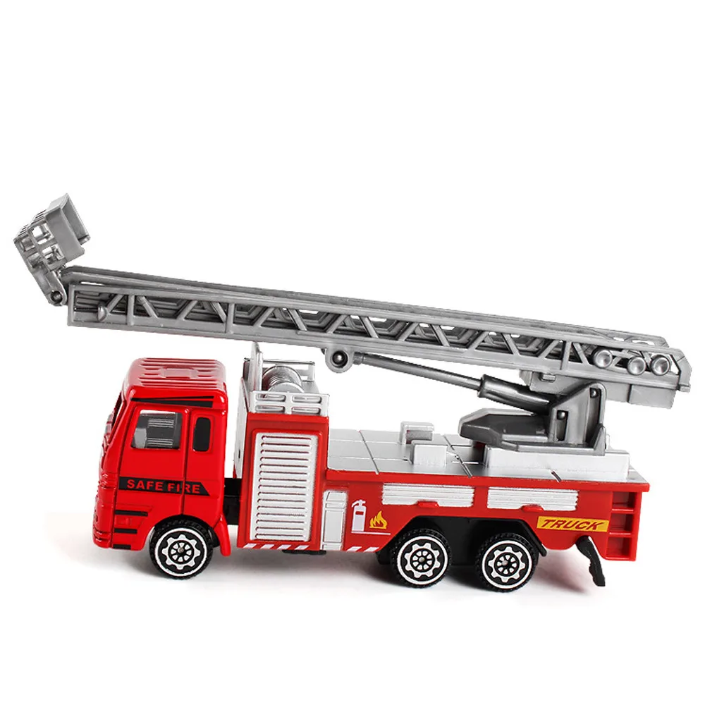 

Fire Truck Alloy Diecast Simulation Model Car Toys for Children Pull Back Inertial Vehicle Helicopter Educational Toys Gifts