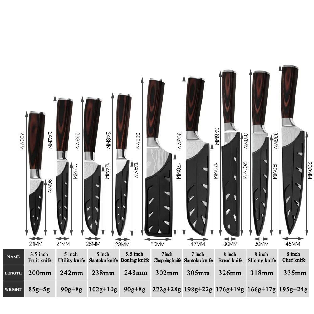 Набор кухонных ножей XYj ножи и ножницы из нержавеющей стали водонепроницаемая