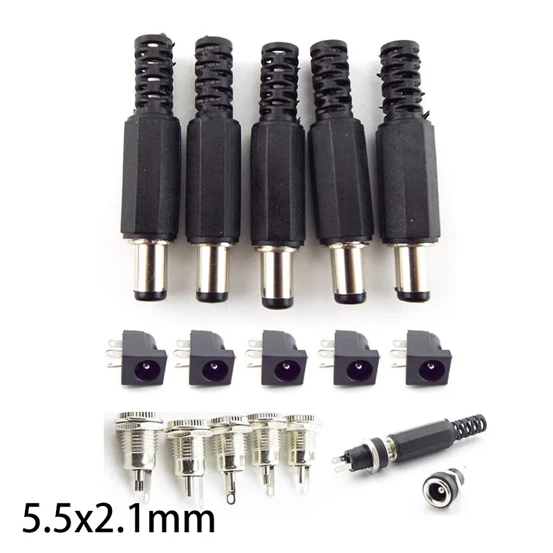 

12V 5,5*2,1 мм DC Мужской Вилки DC022 DC099 Мощность гнездо со штекера на гнездо Гайка ходового винта Панель крепление разъем Панель «сделай сам» Штеке...
