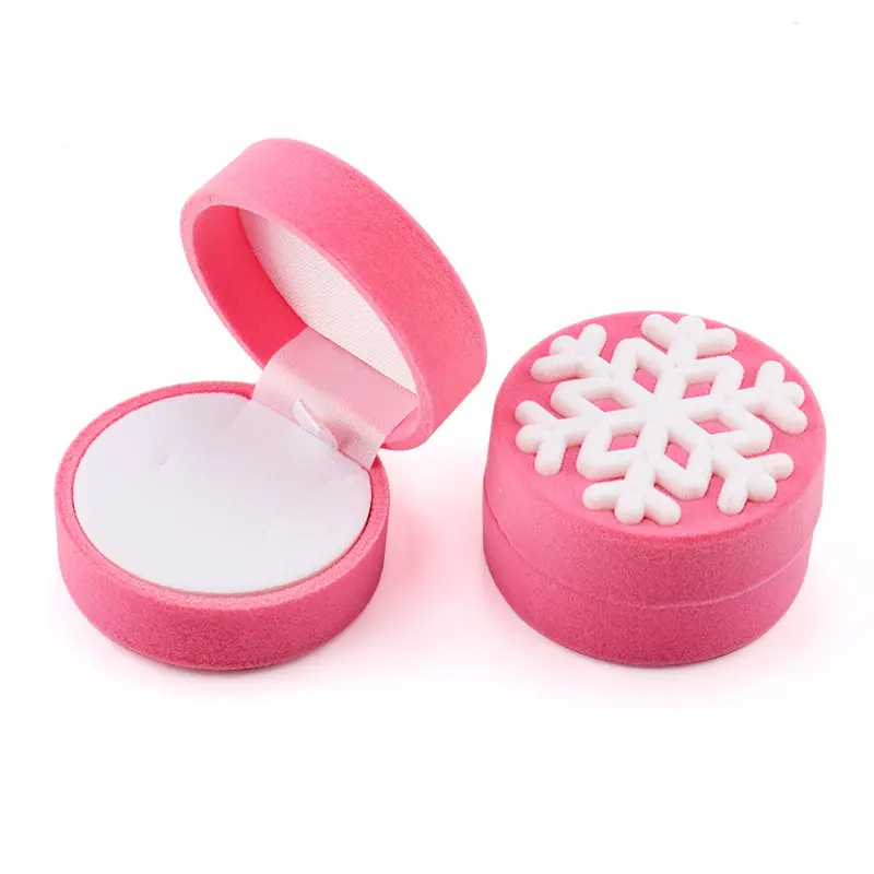 snowflake-pink 1 шт. прекрасный бархатный контейнер для ювелирных изделий коробка для свадебных колец для сережек Ожерелье Браслет Дисплей Подарочная коробка держатель 16 стилей - Цвет: snowflake-pink