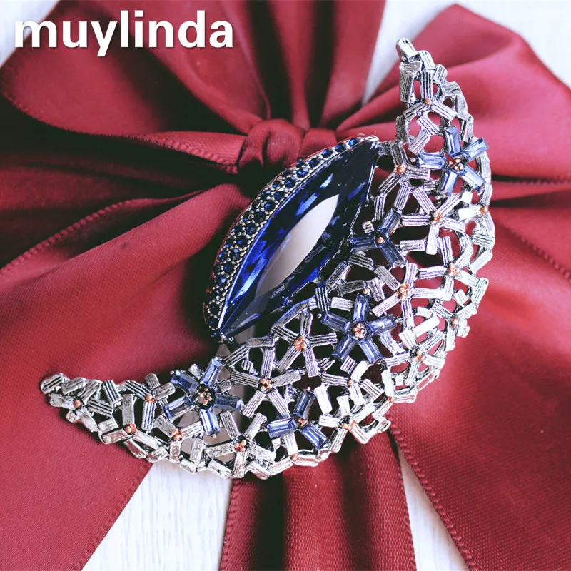 Большая роскошная брошь с кристаллами Muylinda булавка модным узором Луны простые
