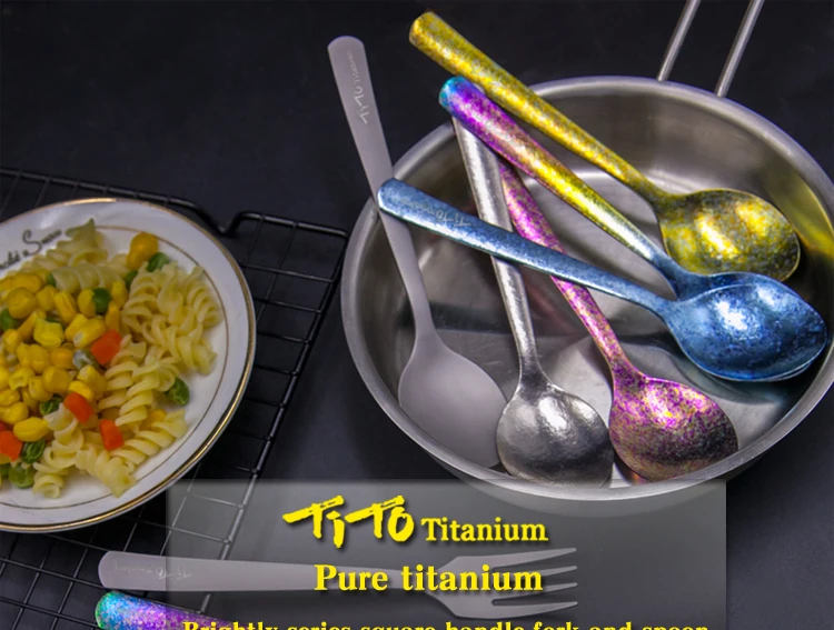 TiTo titanium Spork Longhandle наружная дорожная Титановая Ложка Вилка Portabale плоская посуда кемпинговая вилка ложка для спорта, туризма FB