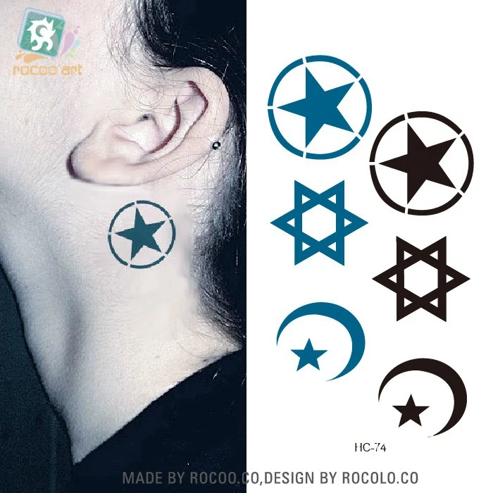 Водостойкая временная татуировка пятиконечная звезда тату цепочка на руку
