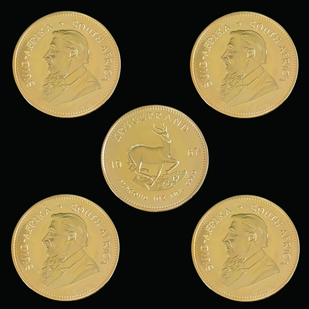 Krugerrand-Moneda de Oro de 1 onza de Sudáfrica, Token de Paul Kruger, valor coleccionable, 5 uds., 1967
