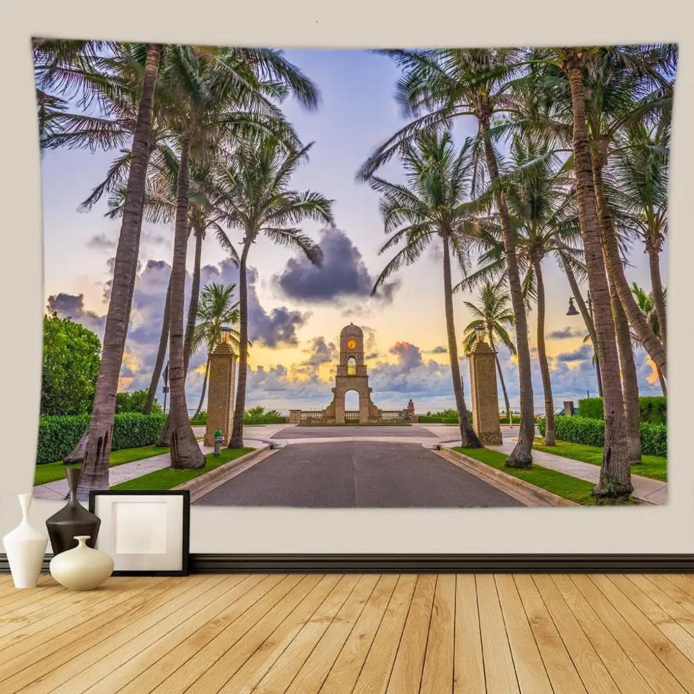 Красивый большой настенный гобелен с рисунком природного леса богемный цветок в