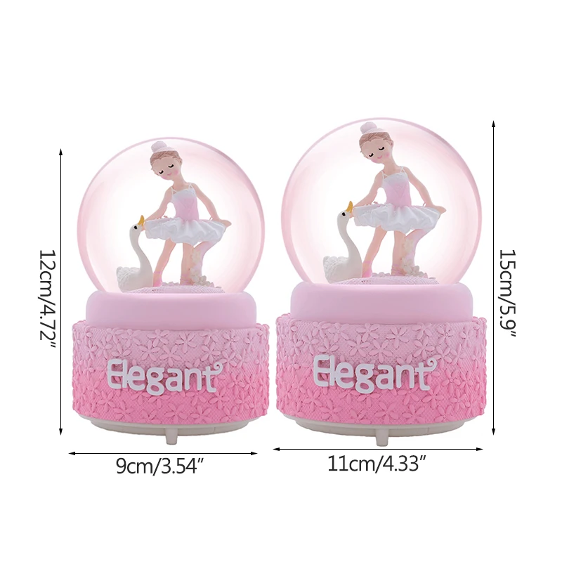 Ballet Girl 3D External Turn Crystal Ball Figurines Dancer Lady Miniature Model Music Box Wedding Decoration Craft Birthday Gift | Дом и сад