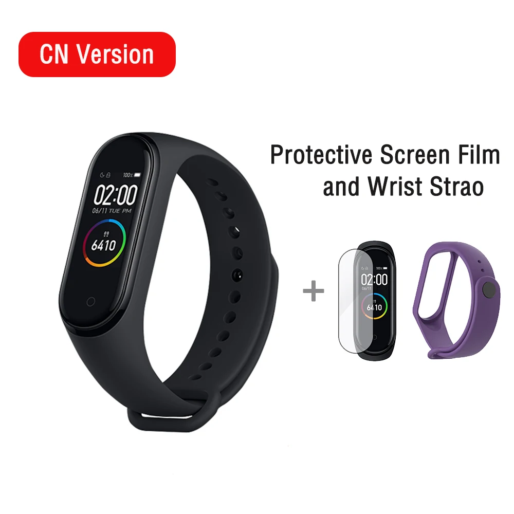 Xiaomi mi Band 4 Smart mi band 3 Цвета экран браслет пульсометр фитнес музыка Bluetooth 50 м водонепроницаемый бандаж 4 - Цвет: with two5