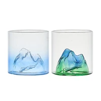 japanese style whisky mug mountain shallow shape transparent glass cup fuji artwork gift whiskey glass glacier vodka wine cup