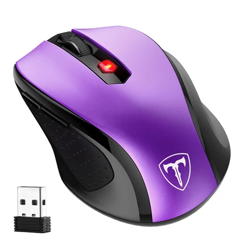 Purple Mouse VicTsing беспроводная мышь эргономичная мышь мобильные оптические мыши 2,4G с usb-приемником 5 регулируемых точек на дюйм 6 кнопок для портативных ПК - Цвет: Purple Mouse