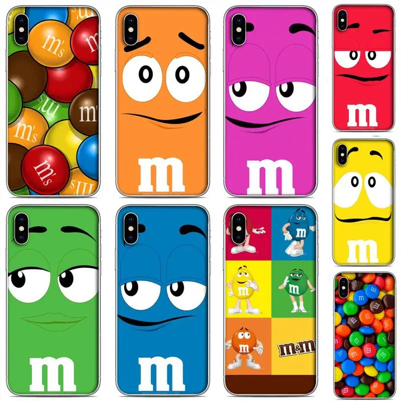 

Cute M&M‘s Chocolate Phone Case For Clear-Iphone 5 5s se 6 6s 7 8 11 12 X Xs Xr Pro Plus Max Mini Cover