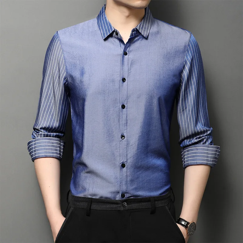 

2021 spring and autumn new long-sleeved shirt men business casual handsome shirts zde1872