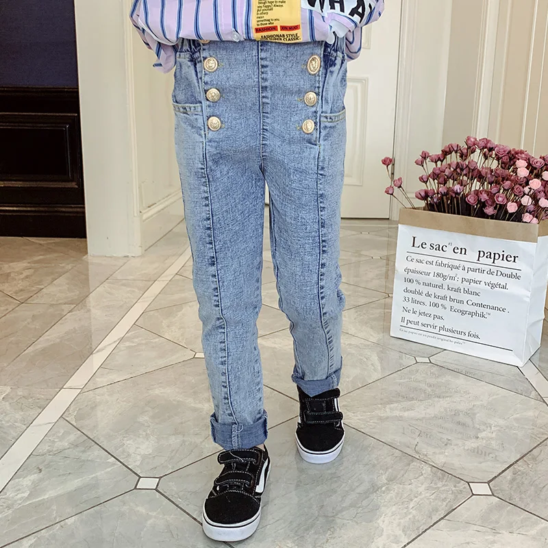 Обтягивающие джинсы для маленьких девочек модные детские хлопковые ковбойские