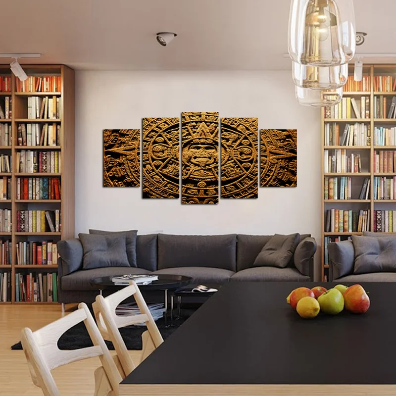 5 шт. холст с древней цивилизацией настенное искусство ацтекский календарь