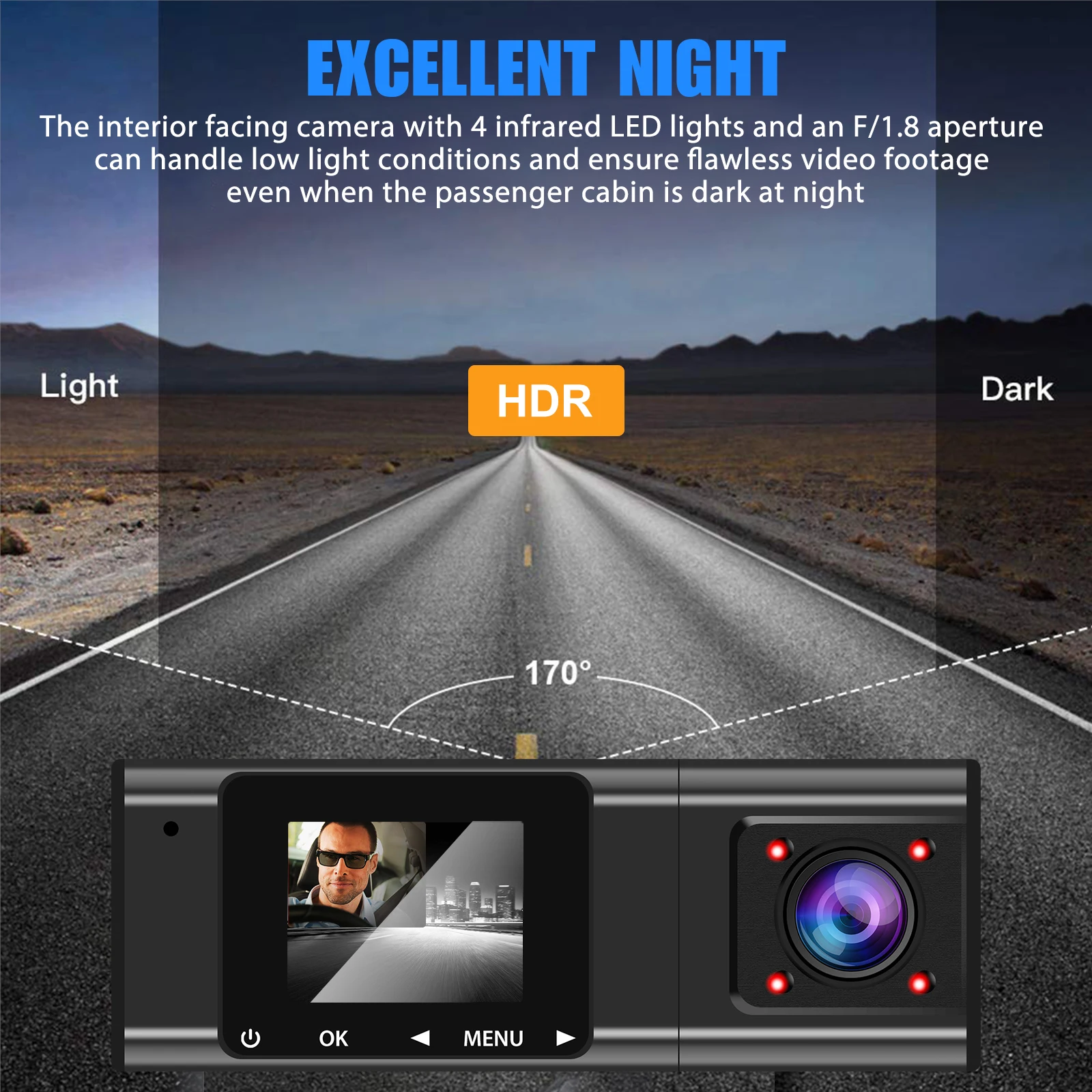$49.83 3 Camera Dash Cam 1080P Front and Inside with GPS Vehicle Black Box  Driver Recorder for Taxi Uber CAR DVR  720P Rear Camera