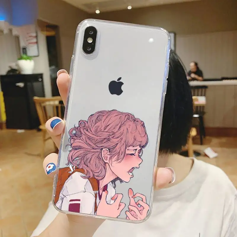

Sad girl Japanese Anime Phone Case Transparent soft For iphone 5 5s 5c se 6 6s 7 8 11 12 plus mini x xs xr pro max