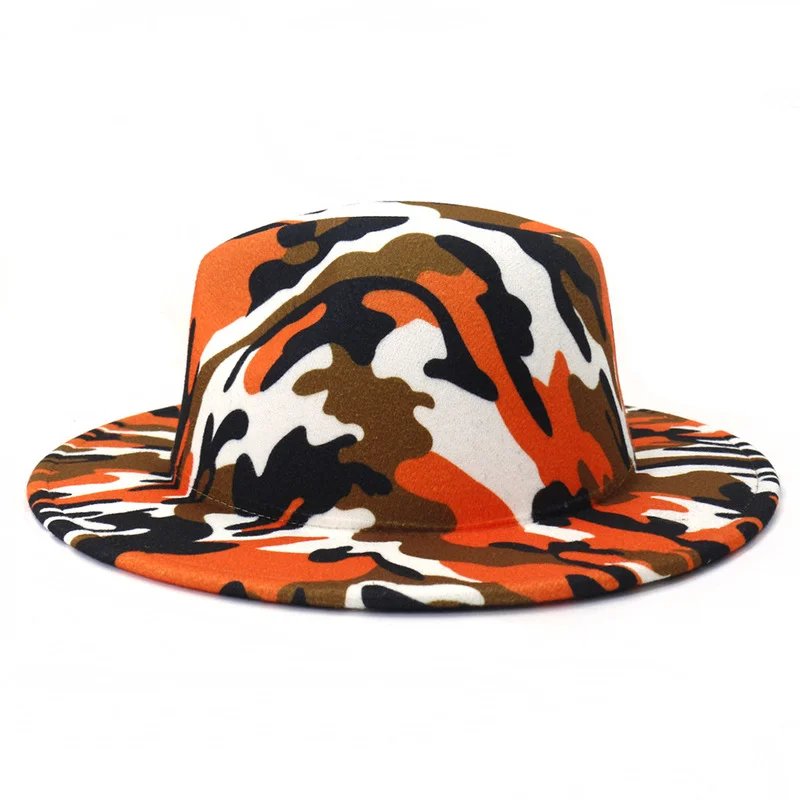 

fedora hats women men camouflage wide brim casual jazz cap print western cowboy luxury outdoor formal dress men women felted hat