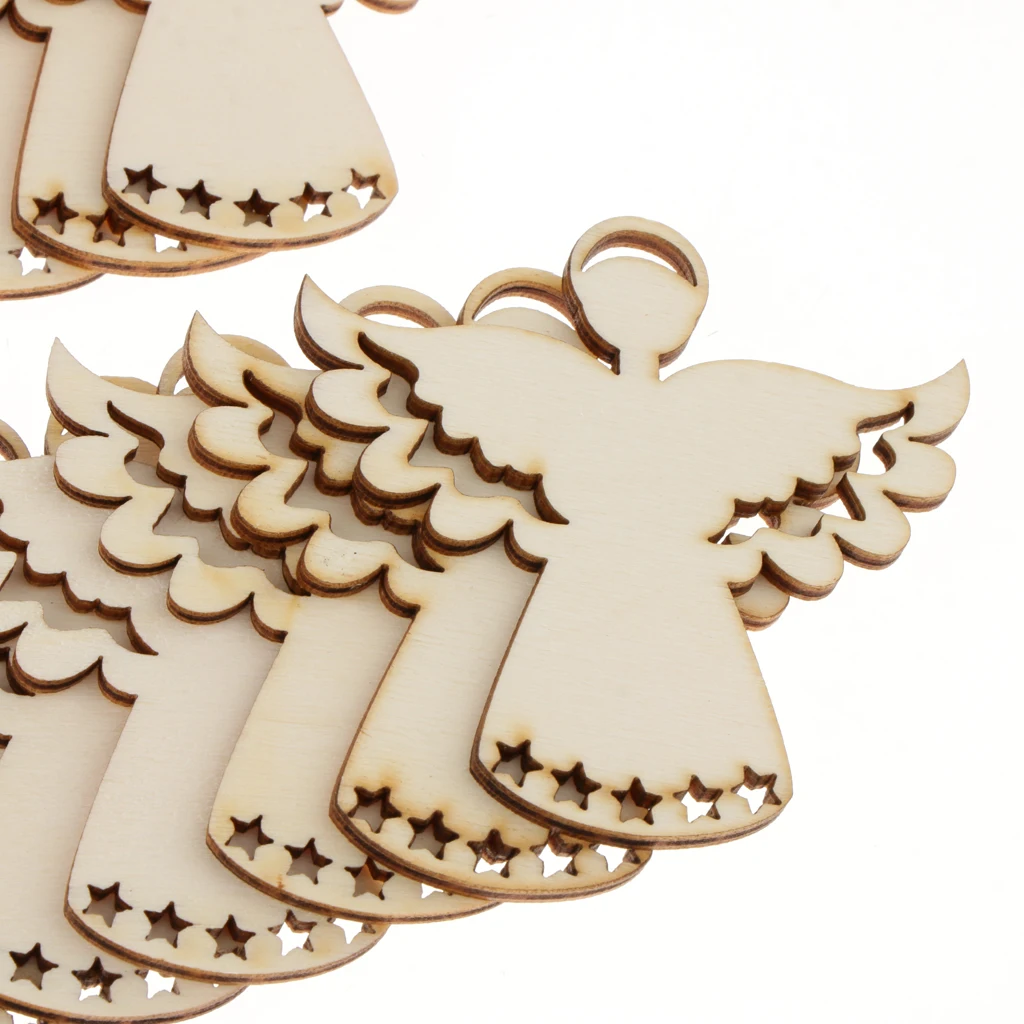 

Pack of 24 Unfinished Angel Wooden Slices Gift Tags Hanging Pendant Xmas Tree Ornament