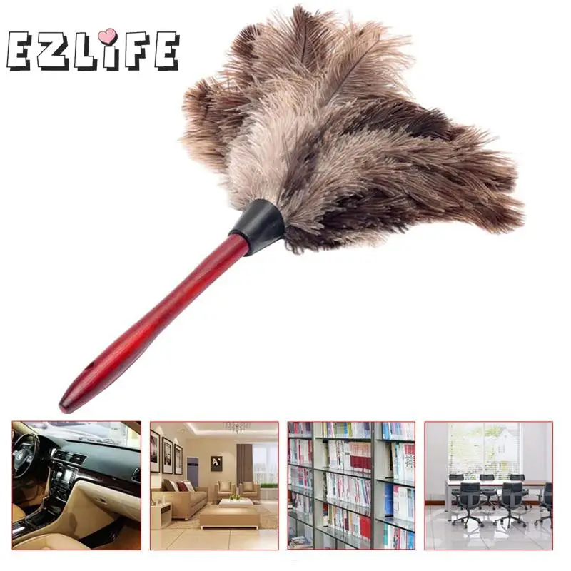 Антистатическая щетка для очистки мебели из страуса и натурального дерева