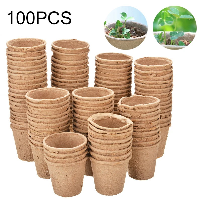 

100pcs 6cm Round Plant Grow Pot Paper Seed Nursery Cup Starters Garden Seedling Pots Biodegradable Gardening Nursery Cups