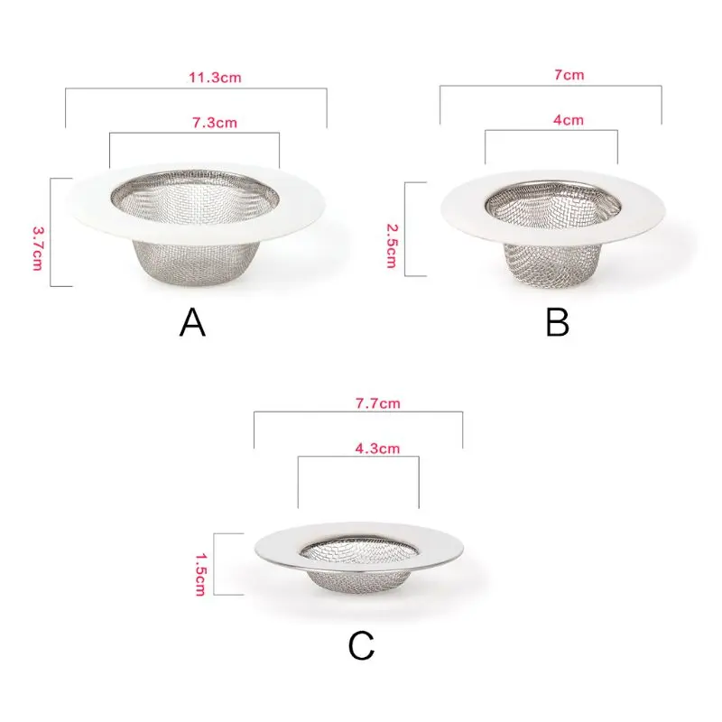 

3 Sizes Universal Stainless Steel Sink Strainer Filter Trap Bathtub Drain Hole Hair Catcher Stopper Waste Screen Large Wide 68UE