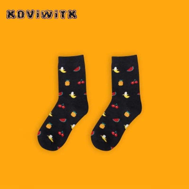 Удобные дышащие носки для пар с фруктовым узором skarpetki fashion moomin beautiful mujer chaussettes |