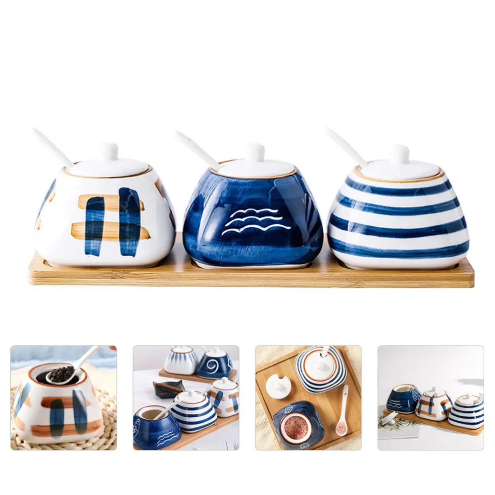 

1 Set Hand-painted Japanese Ceramic Seasoning Jar Storage Jar (Assorted Color)