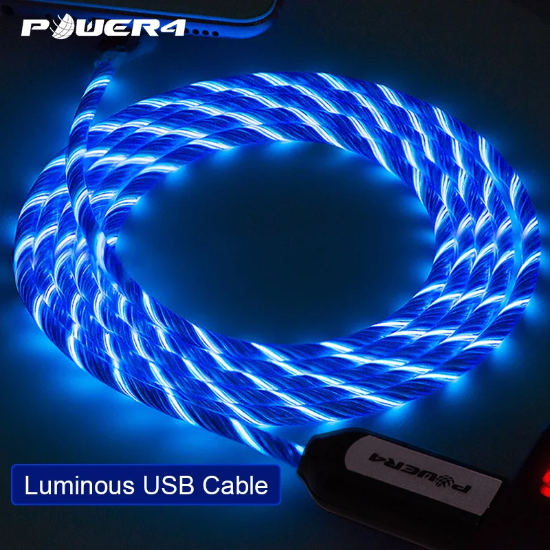 Power4 Led Micro USB кабель зарядное устройство для iPhone зарядный Type C кабели Быстрая