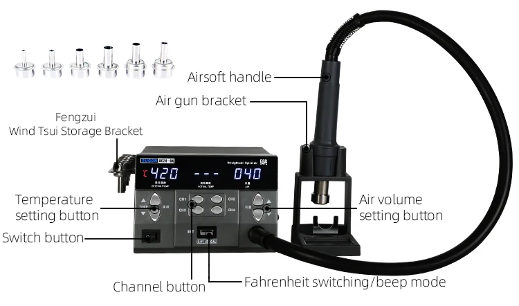 SUGON 8620DX 1000W Hot Air Rework Station Microcomputer Temperature Control BGA Rework Station Curved Nozzle Welding Repair best soldering iron for electronics