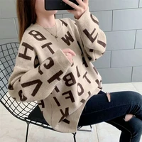 ladies round neck loose sweater 2021 autumn new pullover sweater jacquard fashion sweater
