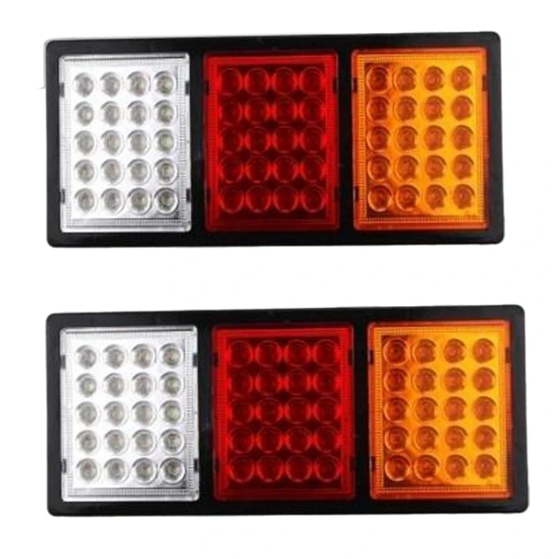

DHBH-2Pcs 12-24V DC 60LED Lamp Beads Waterproof Truck Warning Decorative Tail Light Taillights for Trailers Turn Signal