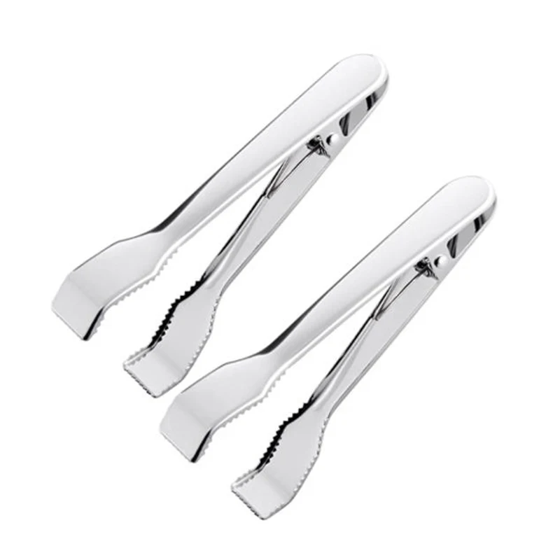 

New 2 Pcs Stainless Steel Ice Tongs with Sawteeth for Ice Bucket Ice Sugar Cubes Coffee Bar Food Serving