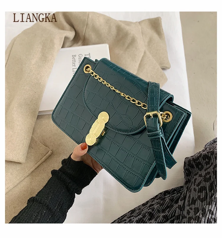 

Chain VintagePattern Shoulder Bag Women 2020 Fashion Crossbody Bags PU Small Bag for Lady Handbags Women Bolsas