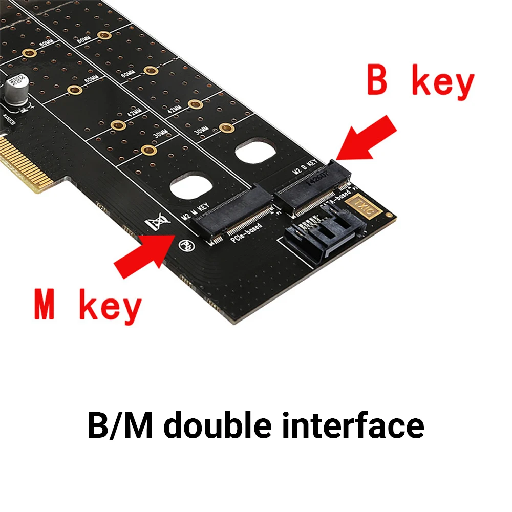 

New Arrival PCIE to M.2 Adapter Card PCI Express Card Key M + Key B M.2 NVMe Adapter Supports 2230 2242 2260 2280 22110 SSD
